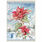 A3 STAMPERIA Rice Paper POINSETTIA RED - DFSA3072